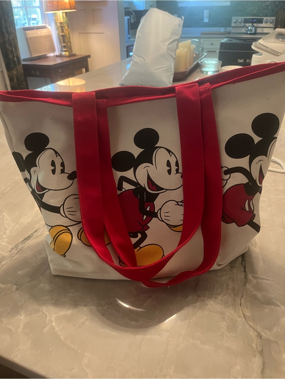 Disney Mickey Mouse Canvas Tote in White, Red, Black and Yellow